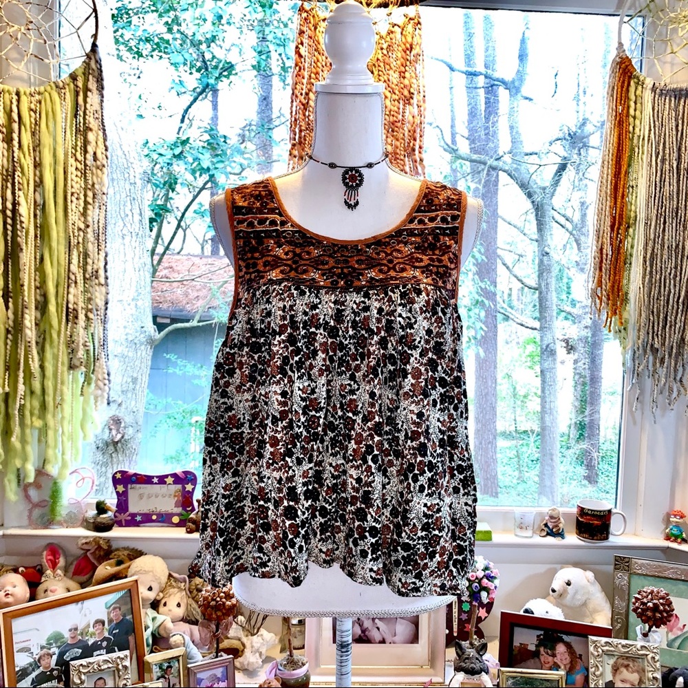 Free People Lucky Coin Printed Tank in Neutral Combo (Brown, Black, Ivory) - Picture 3 of 8